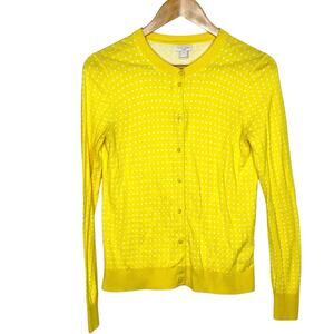 J Crew Yellow Polka Dot Cardigan Womens Small Preppy Twee Work Career